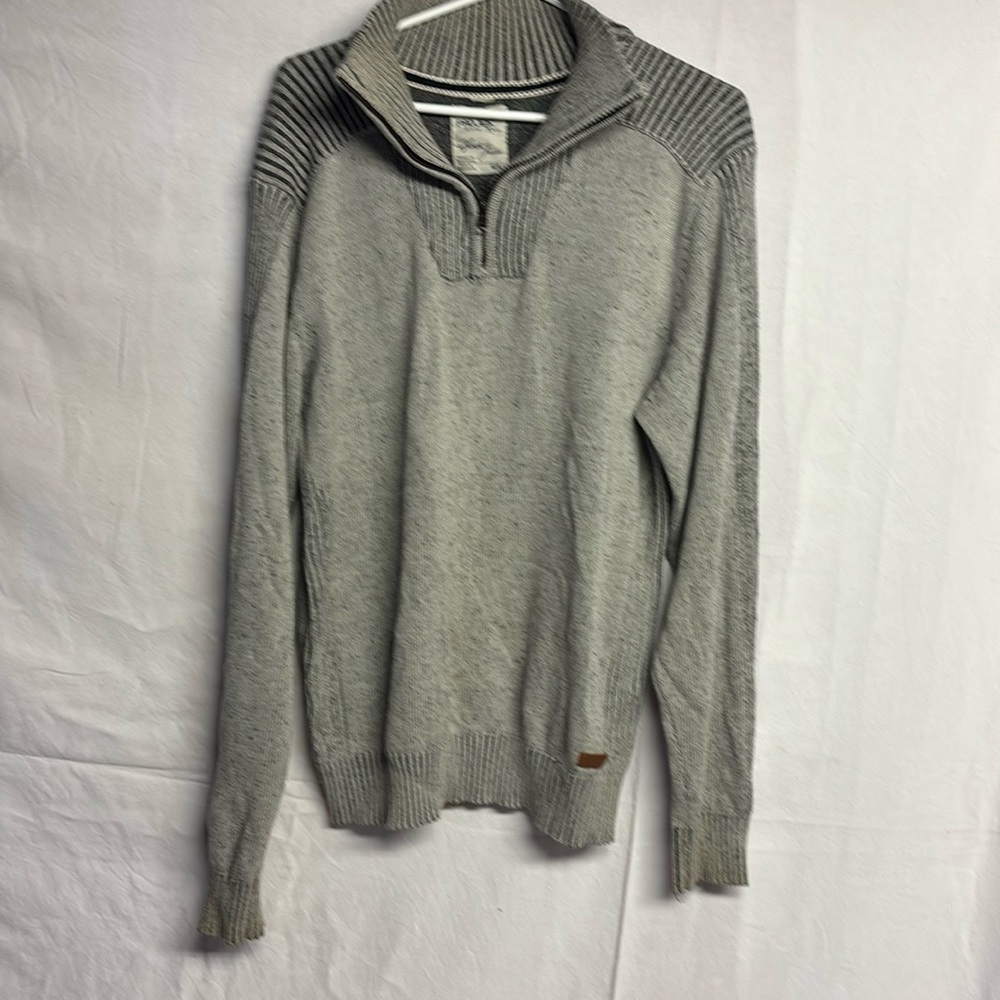 ProJek Raw Mens Pull over Zip Neck Sweater Gray Size Large